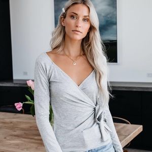 VICI Luxe Life Wrap Top - Heather Grey